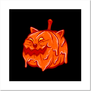 Grime Pumpkin Cat Halloween Posters and Art